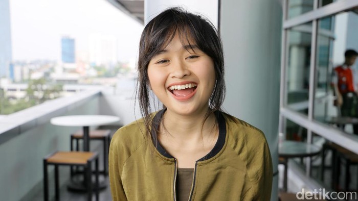 Gritte Agatha saat berkunjung ke kantor detikcom.