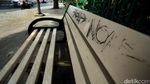 Foto: Baru Dipasang, Bangku Pedestrian Bulungan Dicorat-coret
