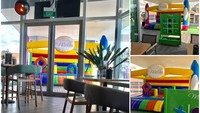 Cafe Melba at Mediapolis juga bisa jadi pilihan. Istana balonnya dijamin bikin si kecil kesenangan lompat-lompat. Ada juga sepeda untuk anak menjelajah sekitar area kafe di Stars Avenue ini. Foto: Singapore Motherhood