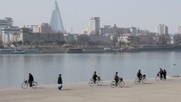 Pandangan umum di pusat kota yang diambil pada 3 April 2011 di Pyongyang, Korea Utara. Pyongyang adalah ibu kota Korea Utara dan populasinya sekitar 2.500.000. (Foto oleh Feng Li / Getty Images)