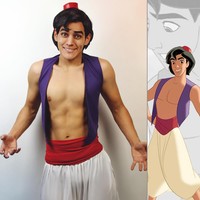Berbagai karakter dikreasikan J Stryker, salah satunya Aladdin. Lengkap dengan kostum, J Srtyker juga memakai makeup ala Aladdin.Foto: dok. Instagram