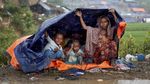 Miris, Begini Penderitaan Kaum Rohingya Kala Hujan Deras