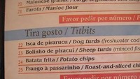 Menu restorannya kok nggak menggugah selera ya. Ada kotoran anjing (dog turds) ataupun domba (sheep turds).