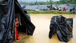 Kasihan, Tenda Pengungsi Rohingya Kebanjiran