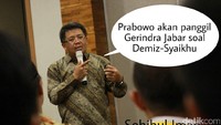 Presiden PKS Sohibul Iman menekankan Ketua Umum Gerindra Prabowo Subianto masih memegang komitmen Pilgub Jabar pada keputusan awal.Saya telpon langsung Pak Prabowo, saya konfirmasi pernyataan Kang Mulyadi, beliau bilang tidak benar, dan akan segera memanggil Kang Mulyadi, jelas Sohibul.