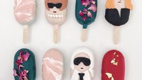 Kalau ini cake popsicles karakter. Ada yang menyerupai Anna Wintour dan Karl Lagerfeld. Pilihan rasanya tak kalah unik seperti red vevet dan lychee serta choco malt dan salted caramel crunch.