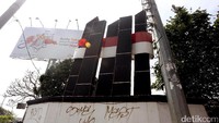 Penampakan Monumen Tugu Bambu Runcing yang tidak terawat, Selasa (20/9/2017).