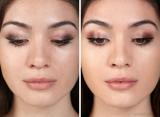 Foto kiri: memakai eye shadow seharga US$ 10, eyeliner seharga US$ 7,50 dan maskara seharga: US$ 9. Sedangkan foto kanan: memakai eye shadow seharga US$ 46, eyeliner US$ 32 dan maskara US$. Menurut percobaan ini, tidak ada perbedaan berarti dari ketiga jenis produk tersebut meski harganya berbeda jauh. Foto: Dok. Bright Side