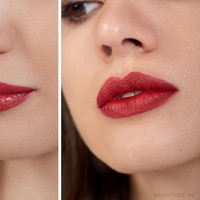 Foto kiri: memakai lipstik seharga US$ 8. Foto kanan: memakai lipstik seharga US$ 35. Lipstik yang murah saat dipakai hasil akhirnya tampak mengilap dan ada aromanya. Meski demikian penampilannya cukup bagus. Sedangkan lipstik mahal, hasil akhirnya matte dan aromanya tidak terlalu tercium. Sementara setelah dipakai, membuat bibir sedikit kering. Foto: Dok. Bright Side