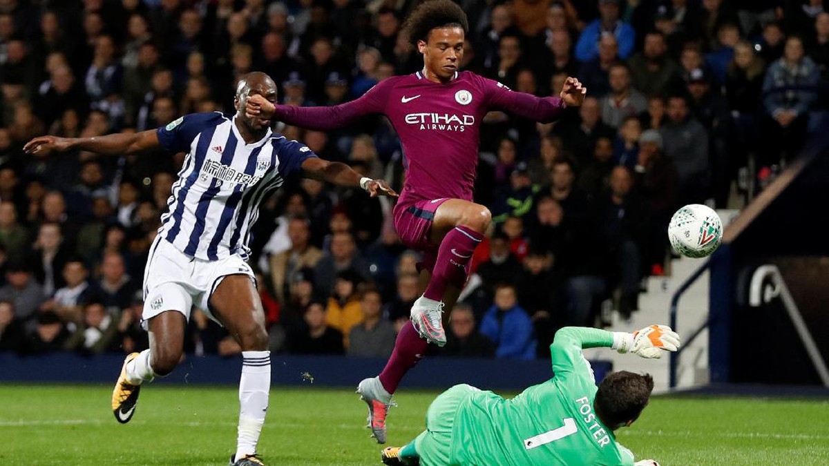 Leroy Sane mencetak dua gol yang meloloskan Man City ke babak keempat Piala Liga Inggris (Matthew Childs/Action Images via Reuters)