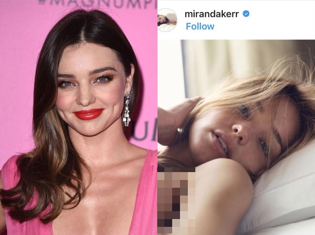 Miranda Kerr terlihat sedikit berbeda tanpa menggunakan makeup. Wajahnya terlihat sedikit lebih pucat namun lebih natural dan tetap cantik tanpa pulasan blush on dan lipstik merah. Foto: Dok. Getty Images, Instagram