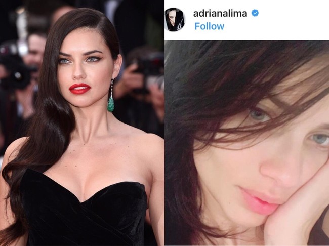 Adriana Lima, model asal Brasil yang juga tergabung dalam Victoria’s Secret Angel ini juga terlihat tidak bermakeup melalui foto di Instagramnya. Wajahnya tidak terlihat terlalu berbeda dibanding ketika menggunakan makeup. Warna bibir yang natural tanpa lipstik juga membuatnya terlihat lebih alami. Foto: Dok. Getty Images, Instagram