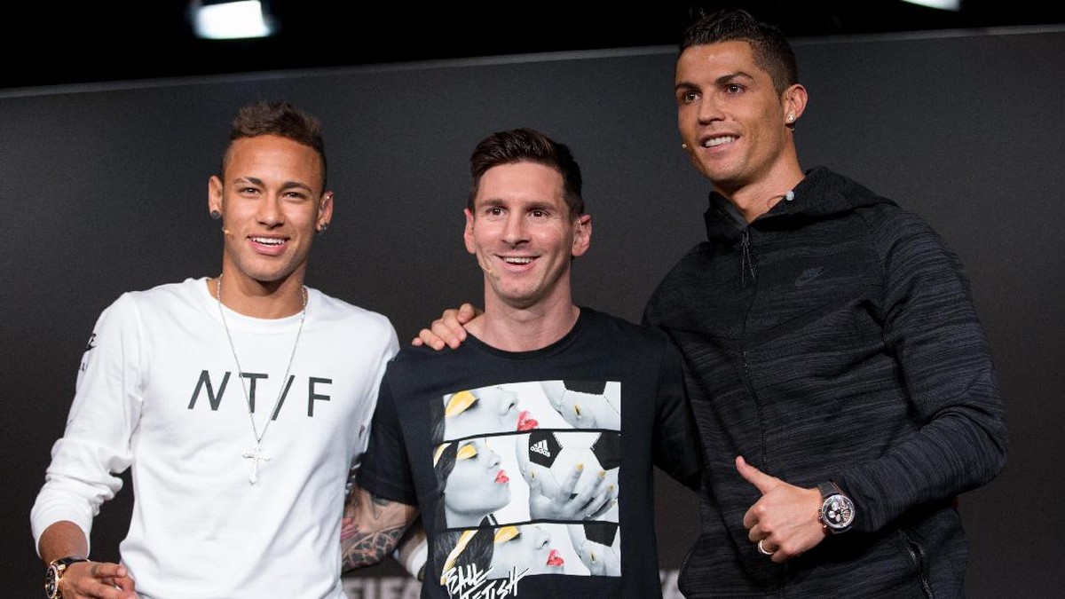 Neymar, Messi, dan Ronaldo (Philipp Schmidli/Getty Images)