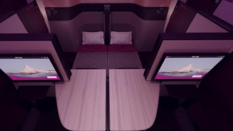 Fasilitas kasur Double Bed di kelas bisnis Qatar Airways (@Qatar Airways/Youtube) Fasilitas kasur Double Bed di kelas bisnis Qatar Airways (@Qatar Airways/Youtube)