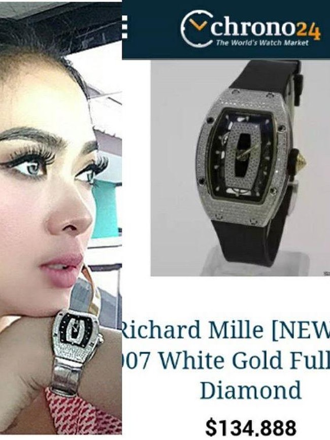 Richard Mille Full Diamond berhiaskan berlian Rp 1,7 miliar. Foto: Instagram/fashionsyahrini