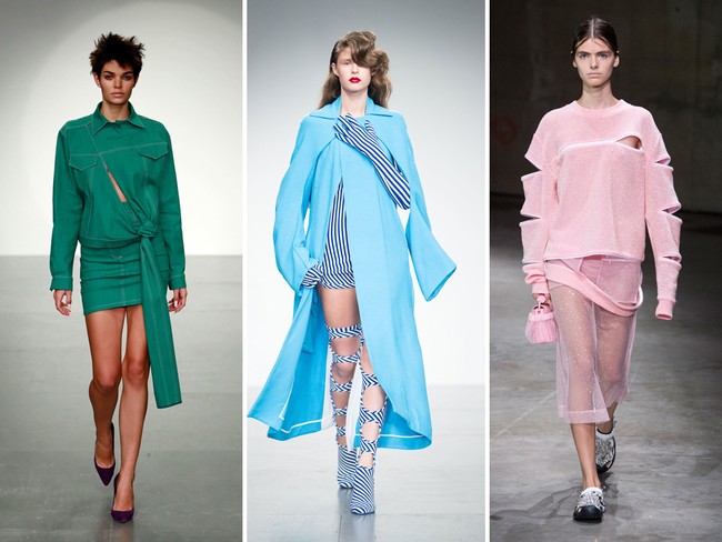 Koleksi desainer di London memberi trik untuk membuat busana tampil lebih elegan, yaitu dengan teknik potongan yang tidak beraturan. Guntingan asimetris di baju sampai rok menjadi statenent pada busana-busana ini. Foto: dok. Vogue