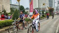 Berbagai macam jenis sepeda bisa terlihat di car free day. Foto: Reza / detikHealth