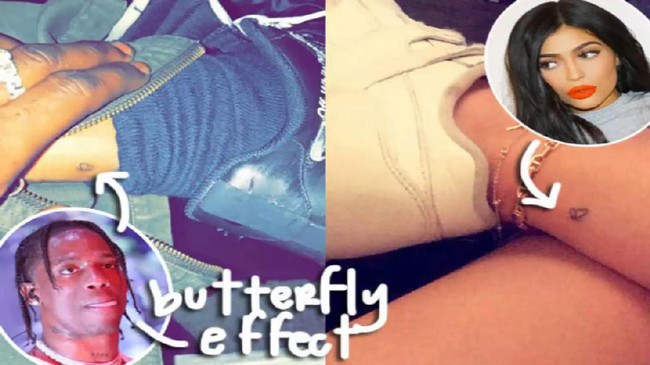 Meski hubungan mereka baru, namun keduanya sudah tampak serius. Kylie dan Travis memiliki tato kembar bergambar kupu-kupu yang dibuat di kaki mereka. Foto: ist.