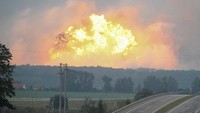 Peristiwa ini terjadi pada Selasa (26/9) waktu setempat di pangkalan militer di Vynnytsya atau 270 km sisi barat Kiev (REUTERS/Gleb Garanich)