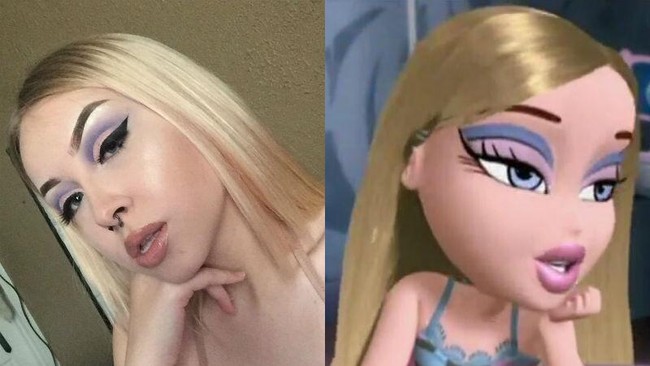 Hashtag Bratz Challenge tengah ramai di Instagram. Lantaran, para wanita berlomba-lomba berubah jadi boneka pesaing Barbie itu. Foto: Dok. Twitter