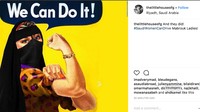 Meme yang di atas sepertinya mencoba memperlihatkan kekuatan wanita Arab Saudi. Wanita Arab Saudi selama ini kucing-kucingan dengan aparat jika ingin menyetir. Kalau ketahuan mereka bisa ditahan dalam jangka waktu yang cukup lama. Foto: Instagram