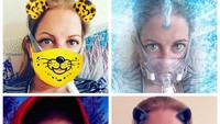 Untuk menghilangkan kejenuhan dari pemakaian sungkup CPAP, wanita ini mengambil foto dengan menggunakan filter SnapChat yang lucu-lucu agar merasa lebih nyaman. (Foto: Instagram/kwolk) 