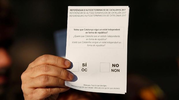 Surat suara untuk referendum kemerdekaan Catalonia yang dilarang