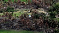 Siapa pun yang melihat pemandangan ini pasti akan sedih. Desa seindah ini harus hancur dibakar karena konflik, serta penduduknya harus mengungsi keluar dari negaranya (Soe Zeya Tun/Reuters)