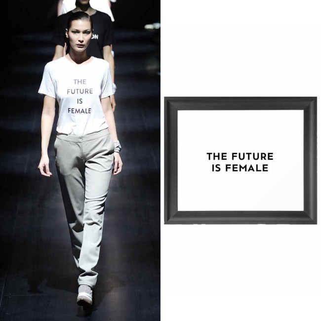 Slogan T-shirt menjadi seuah tren di tahun ini, termasuk yang satu ini dari Prabal Gurung. Ungkapan ala feminist ini nyatanya tak cuma cocok di kaus tapi juga pojok ruangan Anda dengan tambahan bingkai. Foto: Ist.