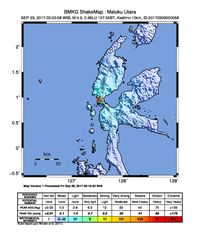 Gempa 4,9 SR di Halmahera Barat