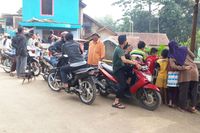 Warga berkerumun lantaran penasaran dengan sosok sang kera.