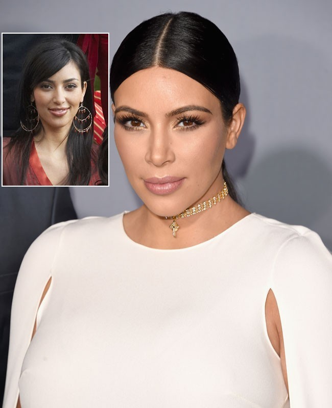 Kim Kardashian beberapa kali digosipkan operasi plastik. Namun ia kerap membatahnya. Meskipun memberikan bantahan, bukti foto-foto yang beredar luas membuat publik bertanya-tanya. Berdasarkan kedua foto yang diambil pada tahun 2006 dan 2014, wajah istri Kanye West itu terlihat berubah. Bentuk hidungnya menjadi lebih kecil, bagian mata juga terlihat mengecil, dan alis yang lebih rapi dari sebelumnya. Foto: Dok. Getty Images