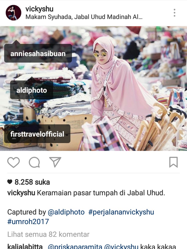 Bantah Endorse, Vicky Shu Tag Akun First Travel di Instagram Bantah Endorse, Vicky Shu Tag Akun First Travel di Instagram