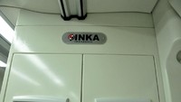 Terdapat logo PT Industri Kereta Api (INKA) di bagian interior kereta. (KAI).