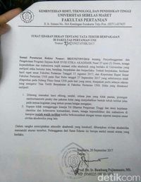 Surat edaran tata tertib berpakaian di Fakultas Pertanian UNS>
