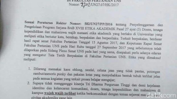 Surat edaran yang ramai dibicarakan di media sosial.