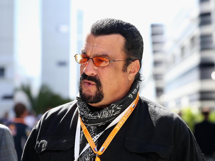 SOCHI, RUSSIA - OCTOBER 11:  Actor Steven Seagal  attends qualifying ahead of the Russian Formula One Grand Prix at Sochi Autodrom on October 11, 2014 in Sochi, Russia.  (Photo by Clive Mason/Getty Images)