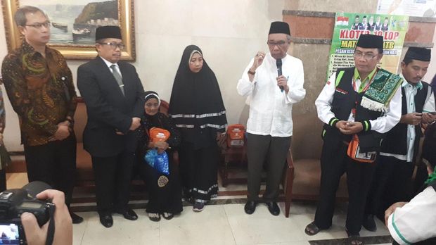 Seremoni pelepasan digelar sederhana di lobi hotel Al Wada, Sektor 5, Madinah, Kamis (5/10/2017).
