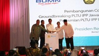 Presiden Jokowi meresmikan PLTU IPP Banten serta groundbreaking PLTU Jawa 7, PLTU Jawa 9, dan PLTU Jawa 10.