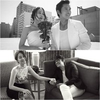 Foto hitam-putih selalu memberikan aura klasik dan elegan. Mungkin itu alasan Lee Min Jung dan Lee Byung Hun memilih konsep ini untuk foto pre-wedding mereka. Foto: ist