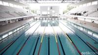 Ini penampakan kolam utama di Stadion Akuatik GBK yang memiliki ukuran 50 meter x 23 meter dengan kedalamannya 3 meter.