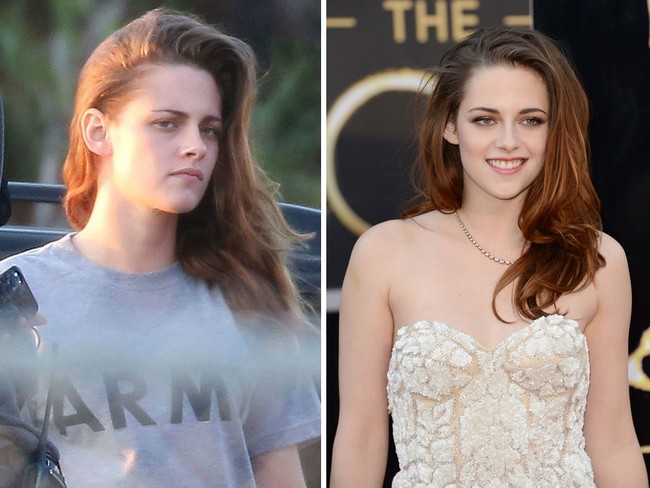 Kristen Stewart tampak cantik saat tampil dengan riasan wajah. Meski tanpa makeup ia masih tetap terlihat cantik tapi sedikit pucat. Foto: Ist, Getty Images