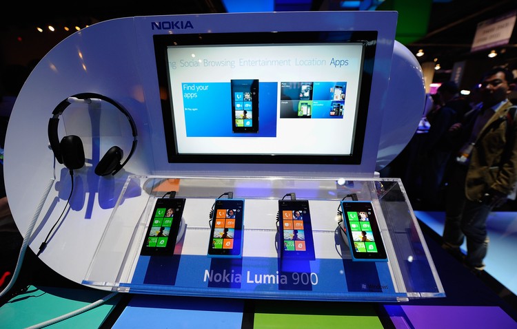 Windows Phone LAS VEGAS, NV - JANUARY 10: The Nokia Lumia 900 Windows Phone is displayed at the 2012 International Consumer Electronics Show at the Las Vegas Convention Center January 10, 2012 in Las Vegas, Nevada. CES, the worlds largest annual consumer technology trade show, runs through January 13 and is expected to feature 2,700 exhibitors showing off their latest products and services to about 140,000 attendees. (Photo by Kevork Djansezian/Getty Images)