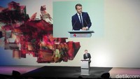 Presiden Prancis Emmanuel Macron di malam pembukaan pada Senin (10/10).
