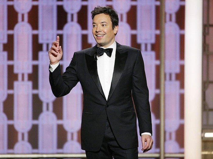 BEVERLY HILLS, CA - JANUARY 08: In this handout photo provided by NBCUniversal, host Jimmy Fallon onstage during the 74th Annual Golden Globe Awards at The Beverly Hilton Hotel on January 8, 2017 in Beverly Hills, California. (Photo by Paul Drinkwater/NBCUniversal via Getty Images)