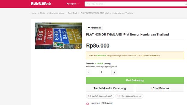  Jadi Tren, Pelat Motor Thailand Banyak Dijual di Situs Online