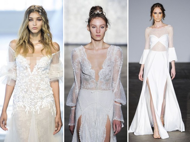 Desainer tak hanya bermain dengan ornamen, namun juga lengan gaun untuk 2018. Bagian lengan dipercantik dengan tambahan volume atau efek kerut. Foto: ist