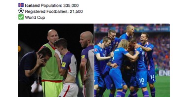 AS tidak lolos ke Piala Dunia karena dihempaskan Trinidad Tobago. Padahal populasi AS jauh di atas Islandia. Foto: istimewa