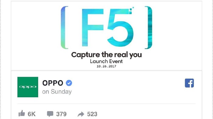Teaser F5. Foto: Oppo Teaser F5. Foto: Oppo