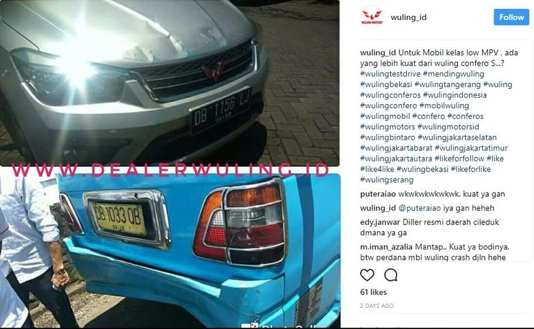 Tak Penyok Saat Sundul Angkot Mobil  Wuling  Confero Kuat 